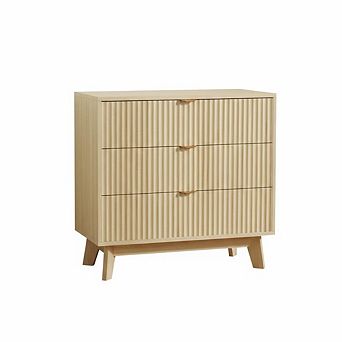 Fluted 3 Drawer Dressers, Modern Closet Dressers Chest of Drawers, for Bedroom Living Room Hallway