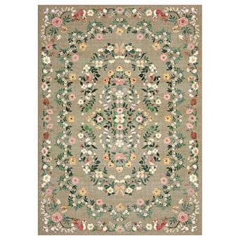 Modern Floral Area Rug Low Pile Non Slip Wear Resistant