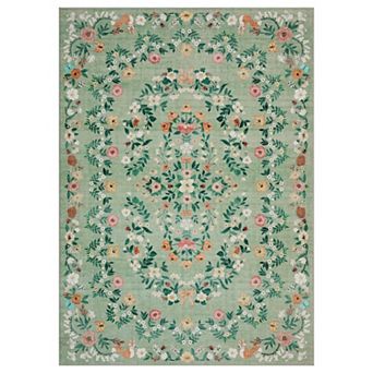 Modern Floral Area Rug Low Pile Non Slip Wear Resistant