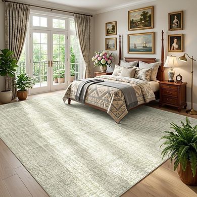 GlowSol Modern Solid Color Area Rug Low Pile Machine Washable Non Slip Soft Rug for Bedroom Kitchen