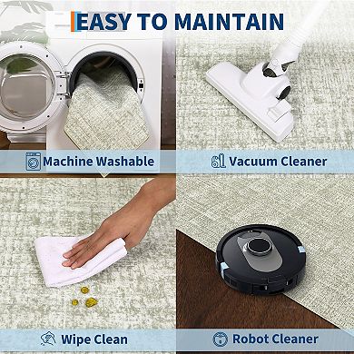 GlowSol Modern Solid Color Area Rug Low Pile Machine Washable Non Slip Soft Rug for Bedroom Kitchen