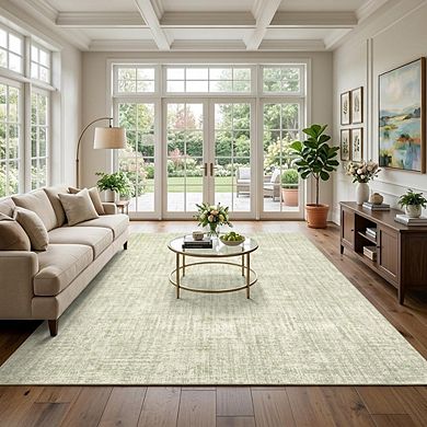 GlowSol Modern Solid Color Area Rug Low Pile Machine Washable Non Slip Soft Rug for Bedroom Kitchen