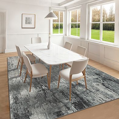 GlowSol Modern Abstract Area Rug Machine Washable Stain Resistant Non Slip Rug for Bedroom Kitchen