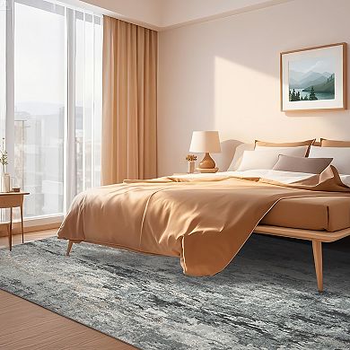 GlowSol Modern Abstract Area Rug Machine Washable Stain Resistant Non Slip Rug for Bedroom Kitchen