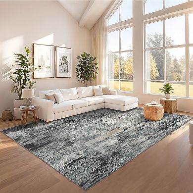 GlowSol Modern Abstract Area Rug Machine Washable Stain Resistant Non Slip Rug for Bedroom Kitchen