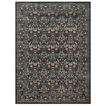GlowSol Pastoral Floral Machine Washable Non Slip Low pile Vintage Area Rug for Living Room Kitchen