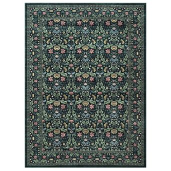 GlowSol Pastoral Floral Machine Washable Non Slip Low pile Vintage Area Rug for Living Room Kitchen