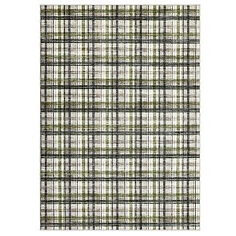 GlowSol British Plaid Area Rug Machine Washable Low Pile Non Slip for Living Room Bedroom Kitchen