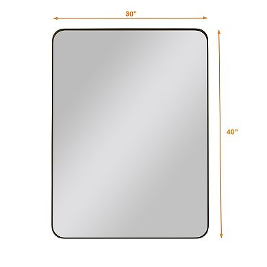 Black Rectangular Metal Frame Vanity Wall Mirror for Bathroom Living Room, 30x40 Inch