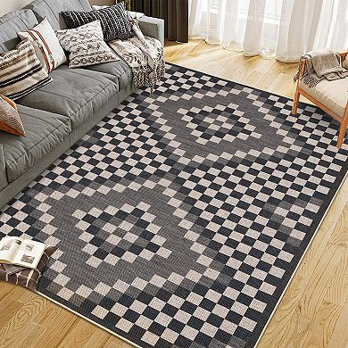 Area Rug Modern Geometry Non Slip Durable Casual