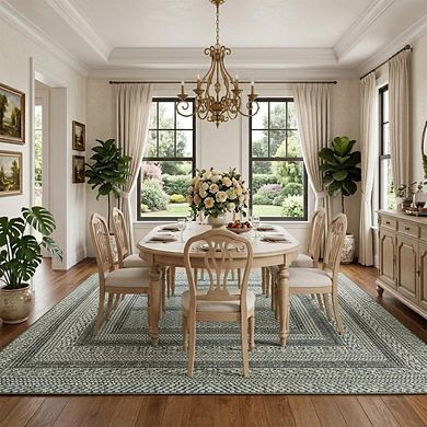 GlowSol Modern Geometric Machine Washable Low Pile Non Slip Area Rug for Bedroom Kitchen Dining Room