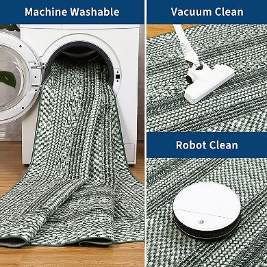 GlowSol Modern Geometric Machine Washable Low Pile Non Slip Area Rug for Bedroom Kitchen Dining Room