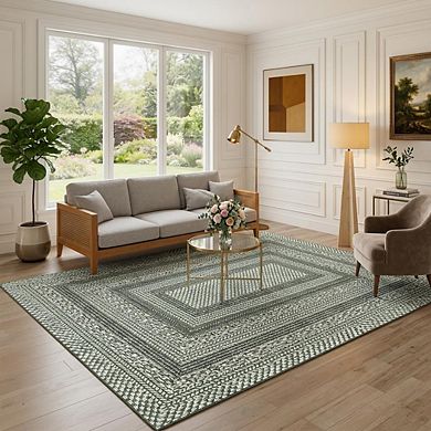 GlowSol Modern Geometric Machine Washable Low Pile Non Slip Area Rug for Bedroom Kitchen Dining Room
