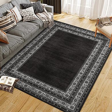 Low Pile Area Rug Modern Simple Pattern Non Slip Wear Resistant