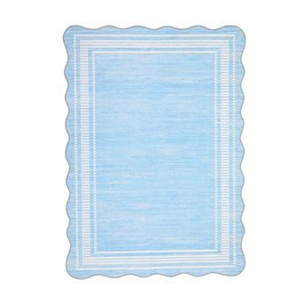 GlowSol Scalloped Machine Washable Non Slip Pet Friendly Indoor Area Rug for Living Room Bedroom
