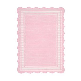 GlowSol Scalloped Machine Washable Non Slip Pet Friendly Indoor Area Rug for Living Room Bedroom