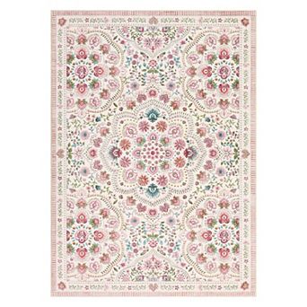 GlowSol Pastoral Floral Print Area Rug for Bedroom Non Slip Machine Washable Rug for Bedroom Kitchen