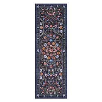 GlowSol Pastoral Floral Print Area Rug for Bedroom Non Slip Machine Washable Rug for Bedroom Kitchen