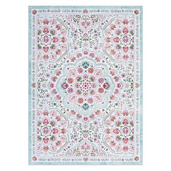 GlowSol Pastoral Floral Print Area Rug for Bedroom Non Slip Machine Washable Rug for Bedroom Kitchen