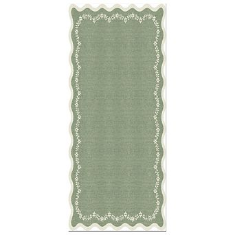 GlowSol Scalloped Area Rug Machine Washable Low Pile Non Slip Rug for Living Room Bedroom Kitchen