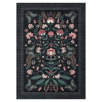 Modern Rustic Botanical Area Rug Machine Washable Non Slip Ultra Thin Rug for Living Room Kitchen
