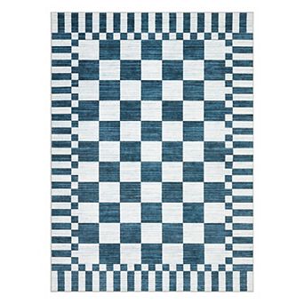 GlowSol Geometric Machine Washable Stain Resistant Low Pile Non Slip Area Rug for Modern Home Decor