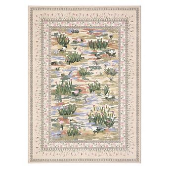 GlowSol Modern Floral Area Rug Machine Washable Low Pile Non Slip Carpet for Living Room Bedroom