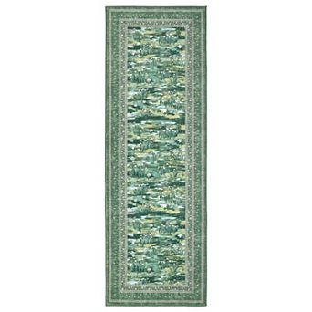 GlowSol Modern Floral Area Rug Machine Washable Low Pile Non Slip Carpet for Living Room Bedroom