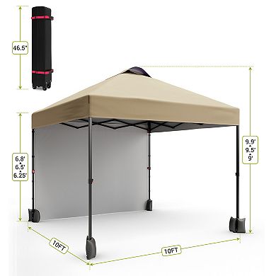 10x10FT Pop Up Canopy Tent Heavy Duty Outdoor Gazebo, Removable Sidewall, Adjustable Height