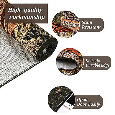 Low Pile Non Slip Tiger Palm Area Rug Durable Wear Resistant