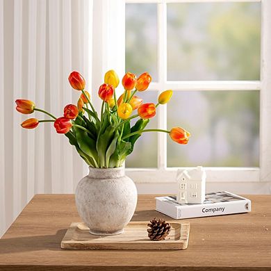 Ceramic Flower Vase, Rustic Farmhouse Decorative Vase for Home Decor