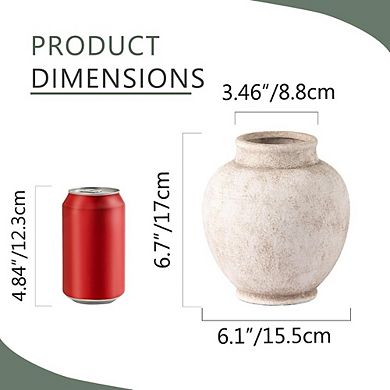 Ceramic Flower Vase, Rustic Farmhouse Decorative Vase for Home Decor