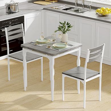 Versatile 3-Piece Dining Table Set for 2 Compact Kitchen & Dining Room Furniture for Apartments