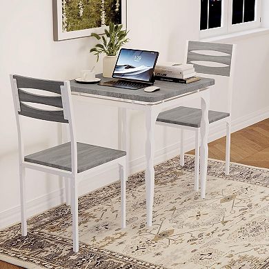 Versatile 3-Piece Dining Table Set for 2 Compact Kitchen & Dining Room Furniture for Apartments