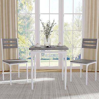 Versatile 3-Piece Dining Table Set for 2 Compact Kitchen & Dining Room Furniture for Apartments