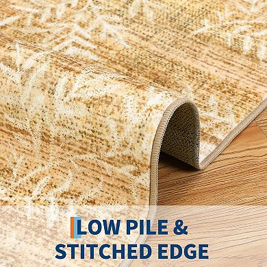 Modern Bamboo Leaves Low Pile Area Rug Non Slip Wear Resistant