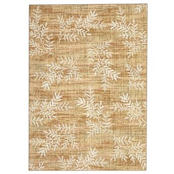 Modern Bamboo Leaves Low Pile Area Rug Non Slip Wear Resistant