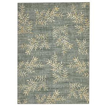 Modern Bamboo Leaves Low Pile Area Rug Non Slip Wear Resistant