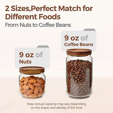 Airtight Glass Pantry Storage Canister with Wood Lid, Stackable Jar