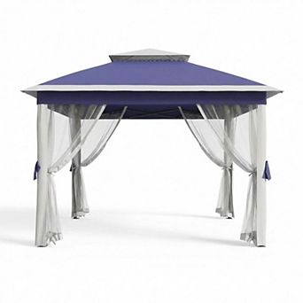 Heavy Duty Pop Up Outdoor Gazebo Tent Double Roof, Mosquito Netting,Sturdy Metal Frame