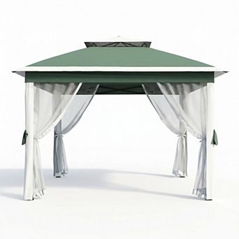 Heavy Duty Pop Up Outdoor Gazebo Tent Double Roof, Mosquito Netting,Sturdy Metal Frame