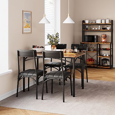 5 Piece Dining Table Set for 4 - Modern Farmhouse Kitchen Table with 4 Upholstered Chairs, for home