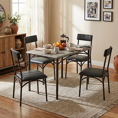 5 Piece Dining Table Set for 4 - Modern Farmhouse Kitchen Table with 4 Upholstered Chairs, for home