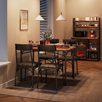 5 Piece Dining Table Set for 4 - Modern Farmhouse Kitchen Table with 4 Upholstered Chairs, for home
