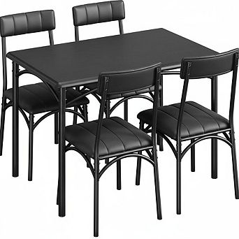5 pc Dining Table Set for 4 - Modern Farmhouse Kitchen Table with 4 Upholstered Chairs, for home