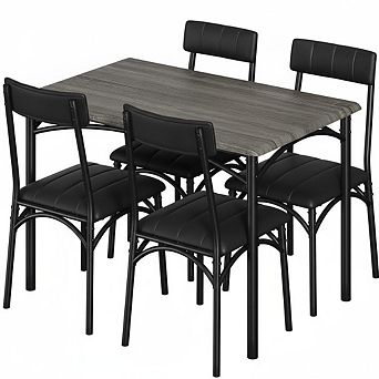 5 pc Dining Table Set for 4 - Modern Farmhouse Kitchen Table with 4 Upholstered Chairs, for home