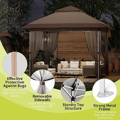 12X12 Ft Instant Pop-Up Gazebo - Modern Waterproof Canopy Tent with Mosquito Netting & Sidewalls