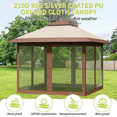 12X12 Ft Instant Pop-Up Gazebo - Modern Waterproof Canopy Tent with Mosquito Netting & Sidewalls