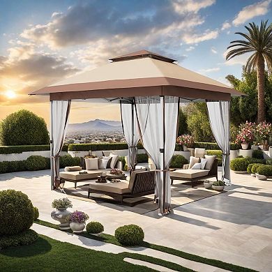 12X12 Ft Instant Pop-Up Gazebo - Modern Waterproof Canopy Tent with Mosquito Netting & Sidewalls