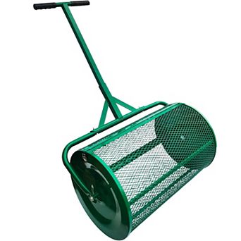 BAOURE Durable Green Steel 24-Inch Rolling Lawn Spreader for a Beautiful Healthier Grass